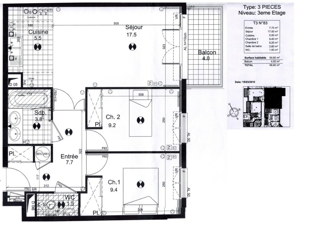 plan appartement t3 55m2